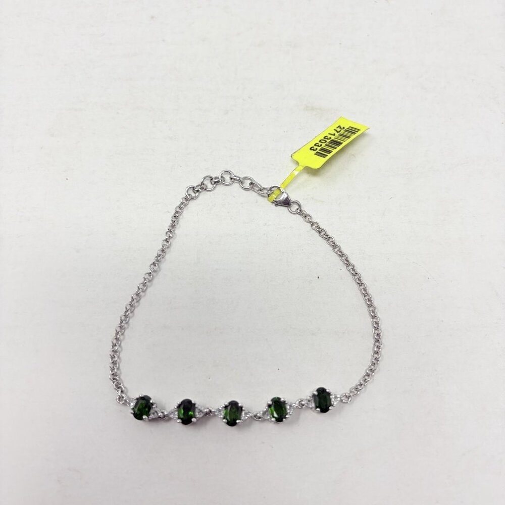 Shop LC Russian Diopside/White Topaz Platinum Over Sterling Silver Bracelet 5261